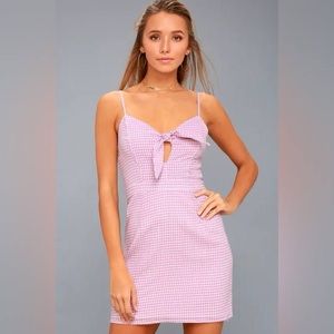 Lulus pink checkered mini dress